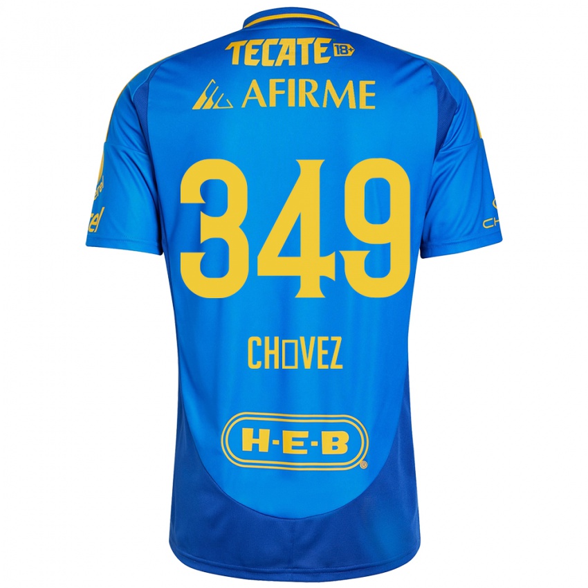 Niño Camiseta Jorge Chávez #349 Azul Amarillo 2ª Equipación 2024/25 La Camisa