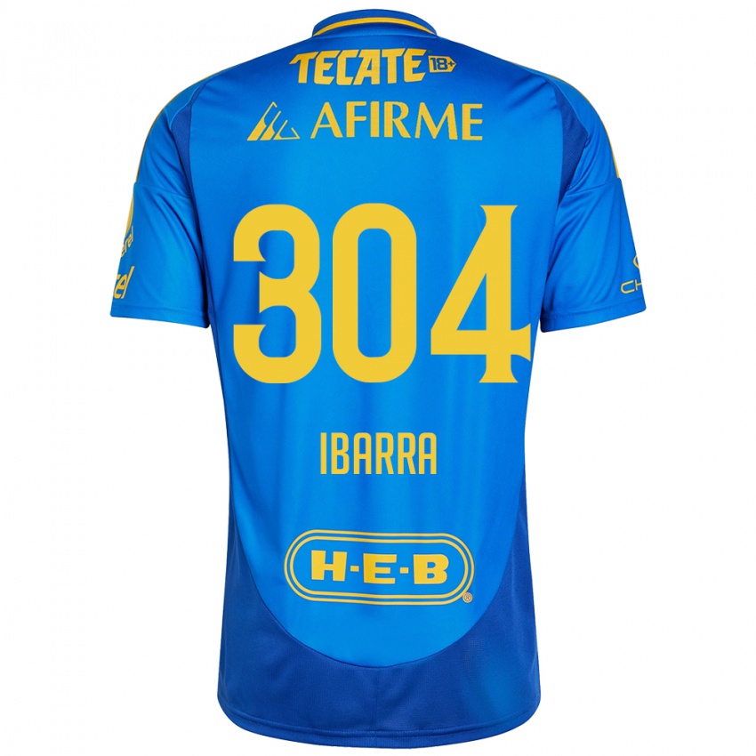 Niño Camiseta Luis Ibarra #304 Azul Amarillo 2ª Equipación 2024/25 La Camisa