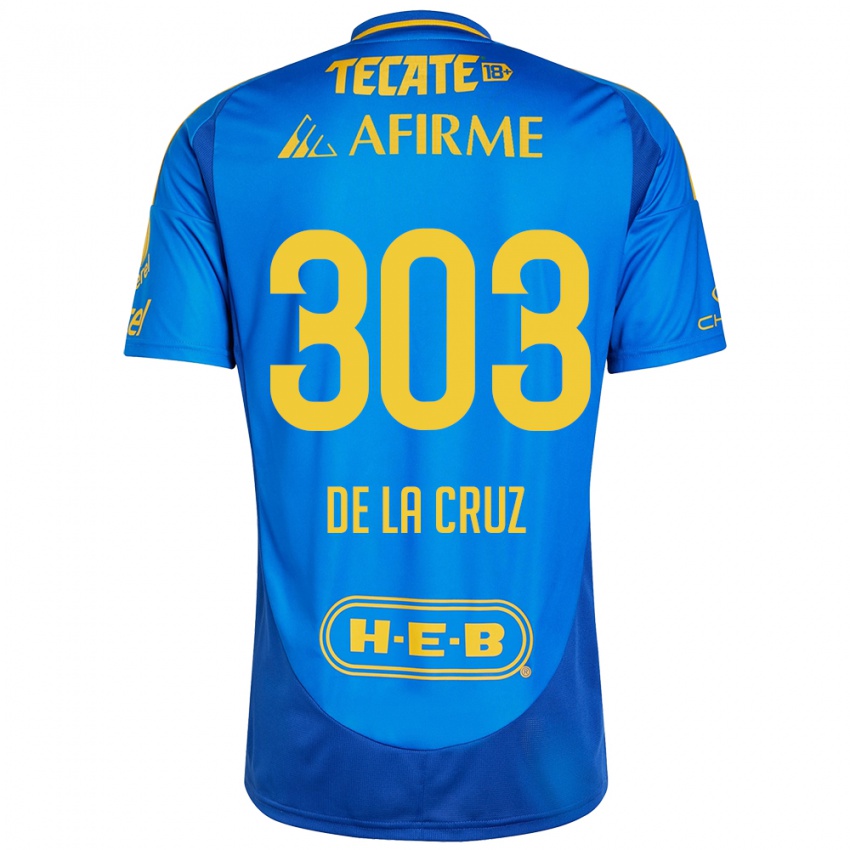 Niño Camiseta Erick De La Cruz #303 Azul Amarillo 2ª Equipación 2024/25 La Camisa