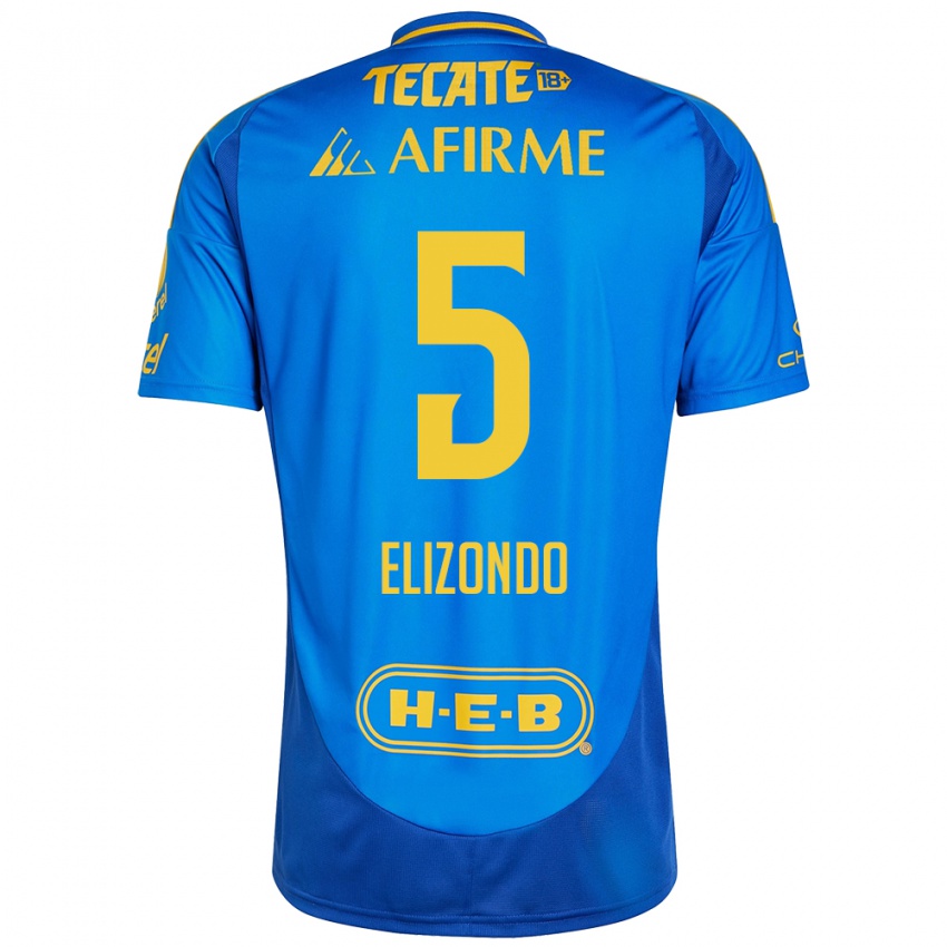 Niño Camiseta Fernanda Elizondo #5 Azul Amarillo 2ª Equipación 2024/25 La Camisa