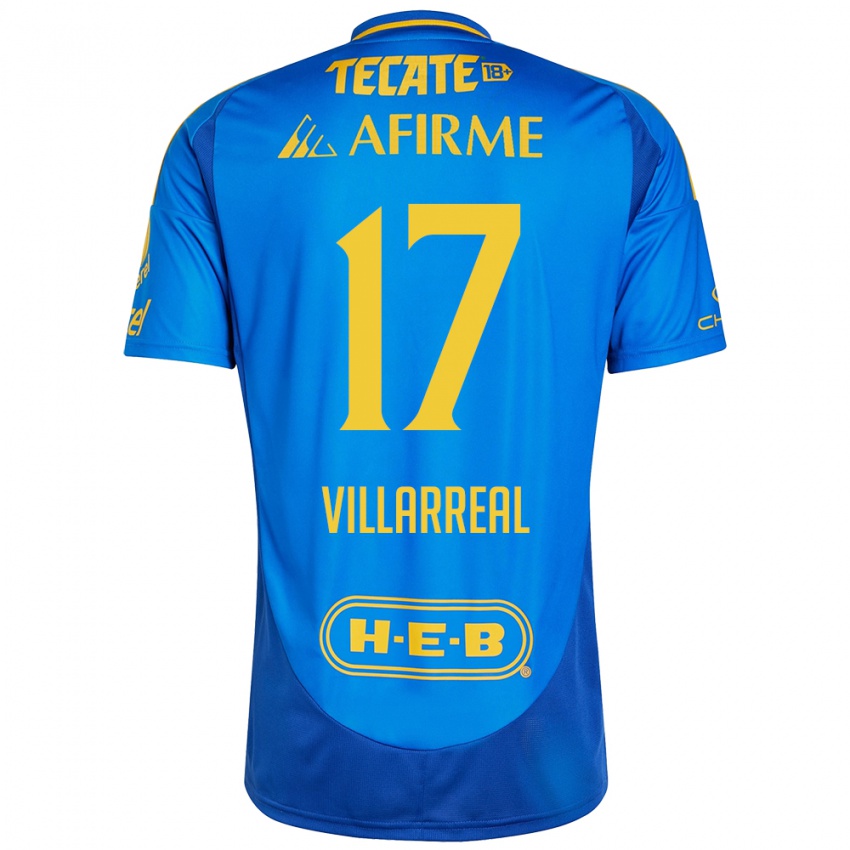 Niño Camiseta Natalia Villarreal #17 Azul Amarillo 2ª Equipación 2024/25 La Camisa