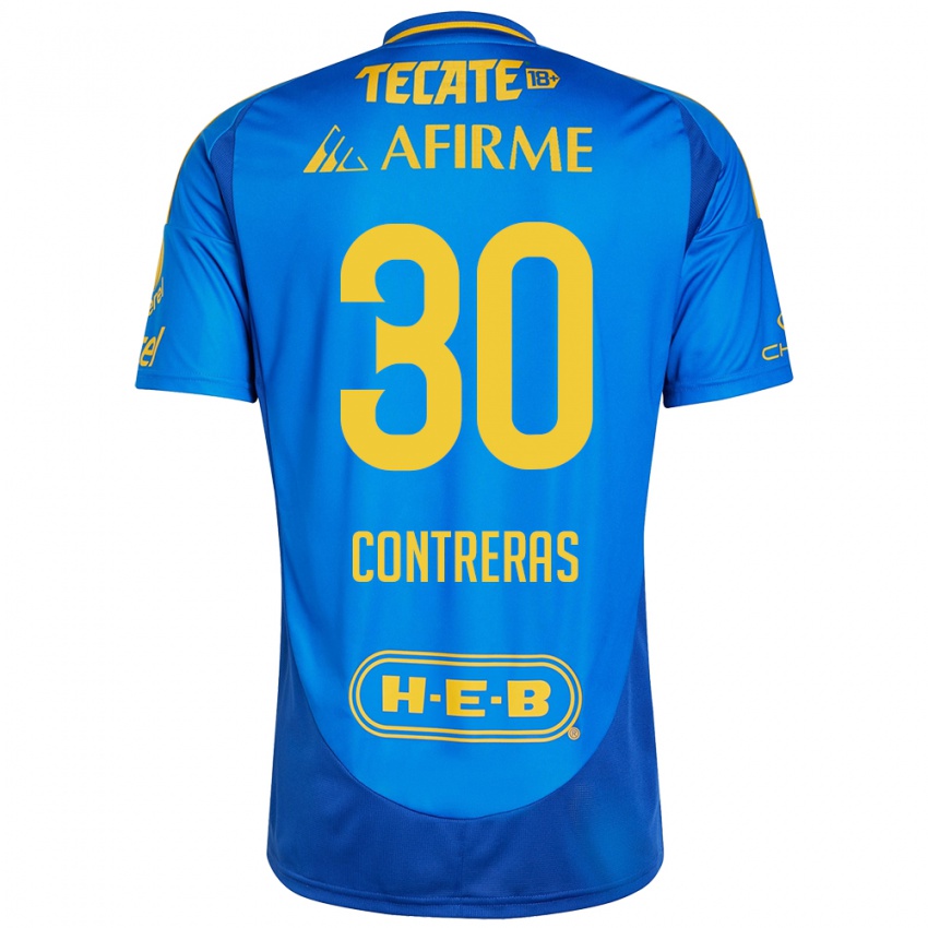 Niño Camiseta Lizeth Contreras #30 Azul Amarillo 2ª Equipación 2024/25 La Camisa