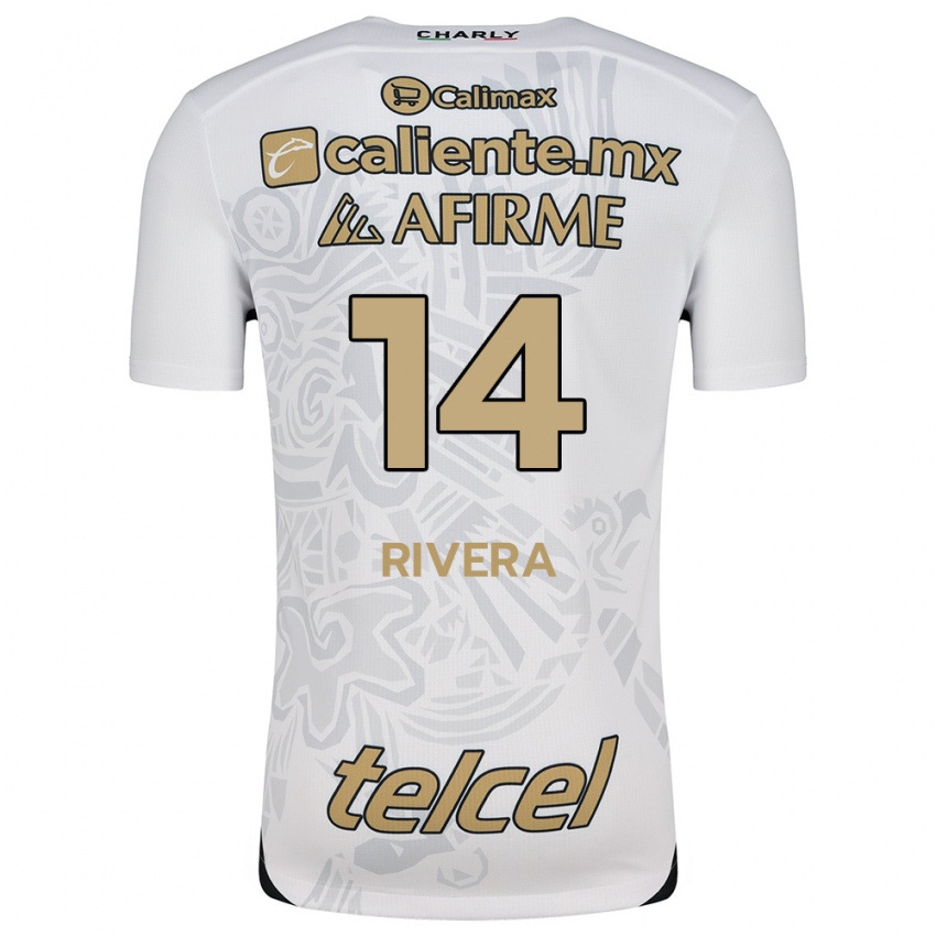 Niño Camiseta Christian Rivera #14 Blanco Negro 2ª Equipación 2024/25 La Camisa