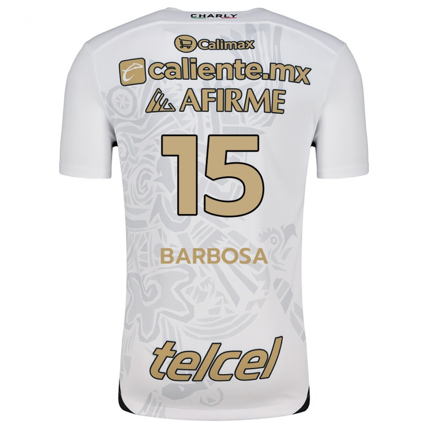 Niño Camiseta Diego Barbosa #15 Blanco Negro 2ª Equipación 2024/25 La Camisa