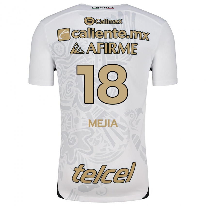 Niño Camiseta Aarón Mejía #18 Blanco Negro 2ª Equipación 2024/25 La Camisa