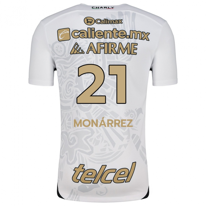 Niño Camiseta Fernando Monárrez #21 Blanco Negro 2ª Equipación 2024/25 La Camisa