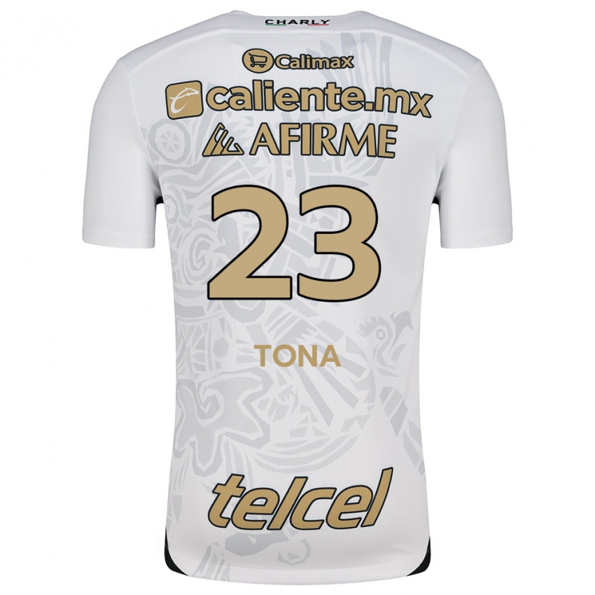 Niño Camiseta Iván Tona #23 Blanco Negro 2ª Equipación 2024/25 La Camisa