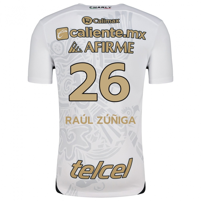 Niño Camiseta José Raúl Zúñiga #26 Blanco Negro 2ª Equipación 2024/25 La Camisa