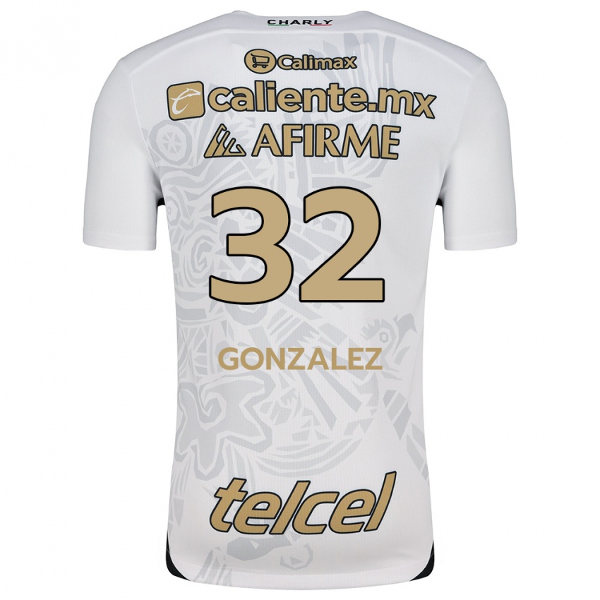 Niño Camiseta Carlos Gonzalez #32 Blanco Negro 2ª Equipación 2024/25 La Camisa