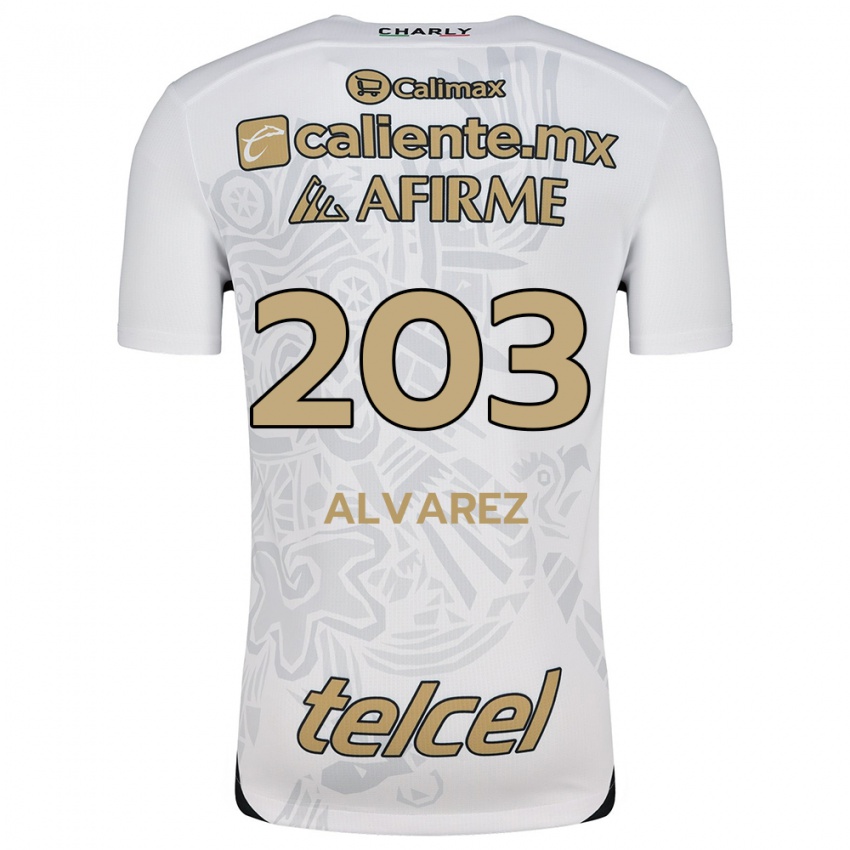 Niño Camiseta Jaime Álvarez #203 Blanco Negro 2ª Equipación 2024/25 La Camisa