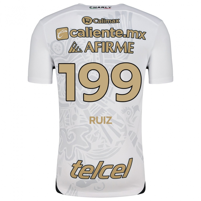 Niño Camiseta Emilio Ruiz #199 Blanco Negro 2ª Equipación 2024/25 La Camisa