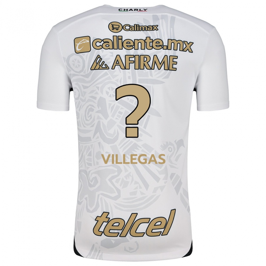 Niño Camiseta Óscar Villegas #0 Blanco Negro 2ª Equipación 2024/25 La Camisa