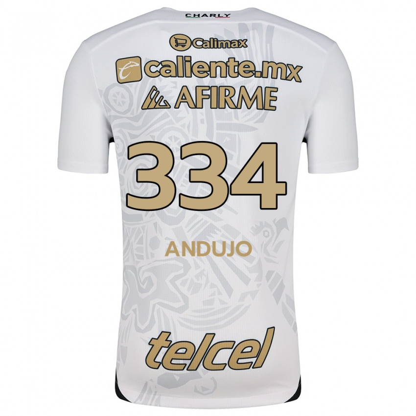 Niño Camiseta Favio Andujo #334 Blanco Negro 2ª Equipación 2024/25 La Camisa