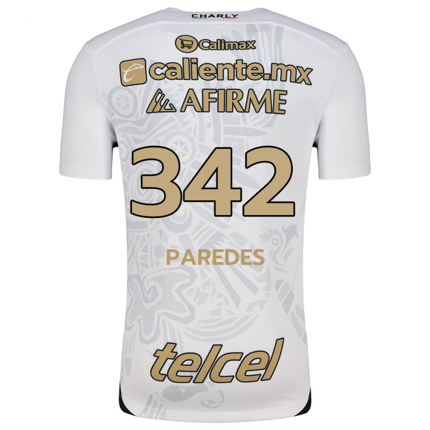 Niño Camiseta Santiago Paredes #342 Blanco Negro 2ª Equipación 2024/25 La Camisa