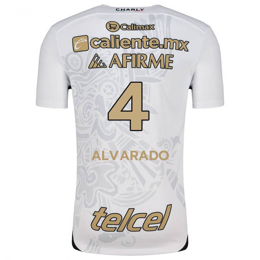 Niño Camiseta Mónica Alvarado #4 Blanco Negro 2ª Equipación 2024/25 La Camisa