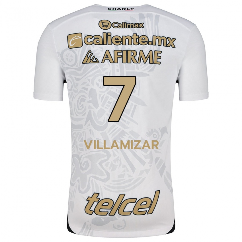 Niño Camiseta Paola Villamizar #7 Blanco Negro 2ª Equipación 2024/25 La Camisa