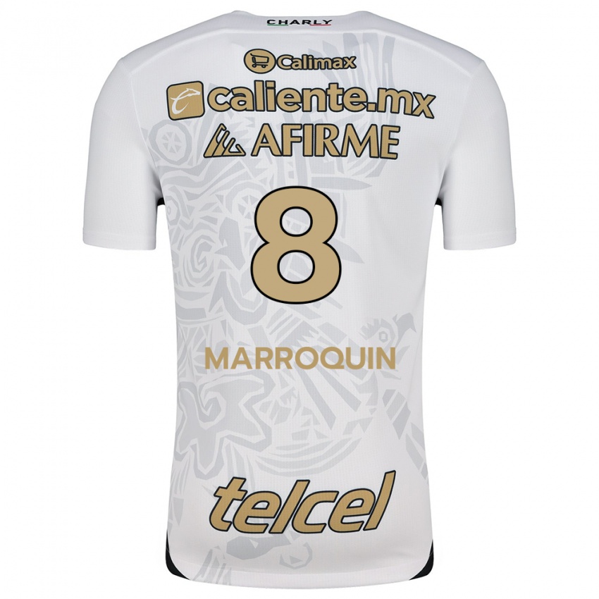 Niño Camiseta Ammanda Marroquin #8 Blanco Negro 2ª Equipación 2024/25 La Camisa