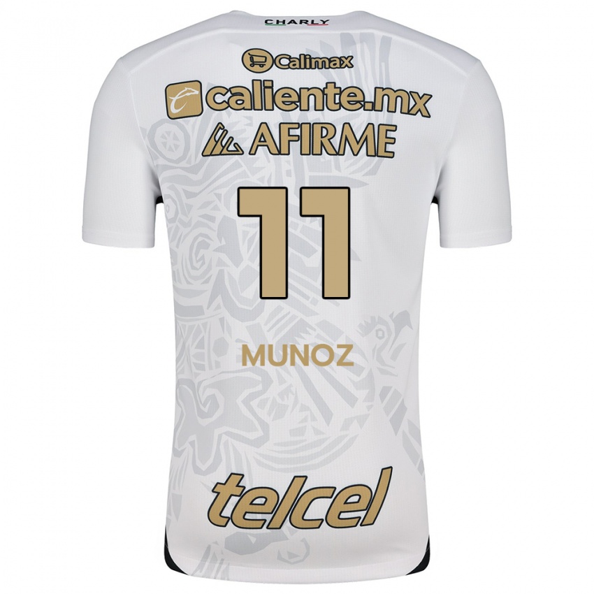 Niño Camiseta Sanjuana Muñoz #11 Blanco Negro 2ª Equipación 2024/25 La Camisa