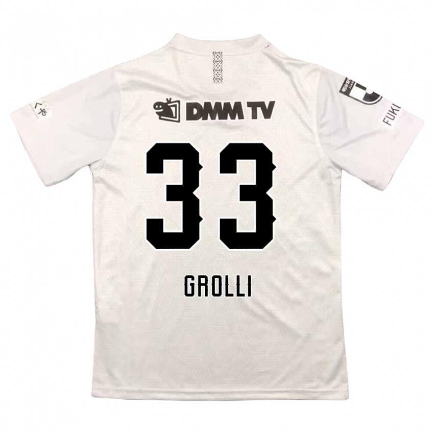 Niño Camiseta Douglas Grolli #33 Gris Negro 2ª Equipación 2024/25 La Camisa