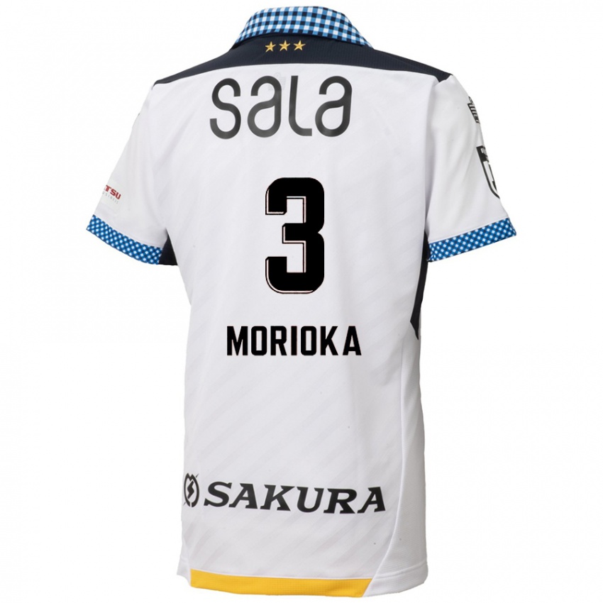 Niño Camiseta Riku Morioka #3 Blanco Negro 2ª Equipación 2024/25 La Camisa