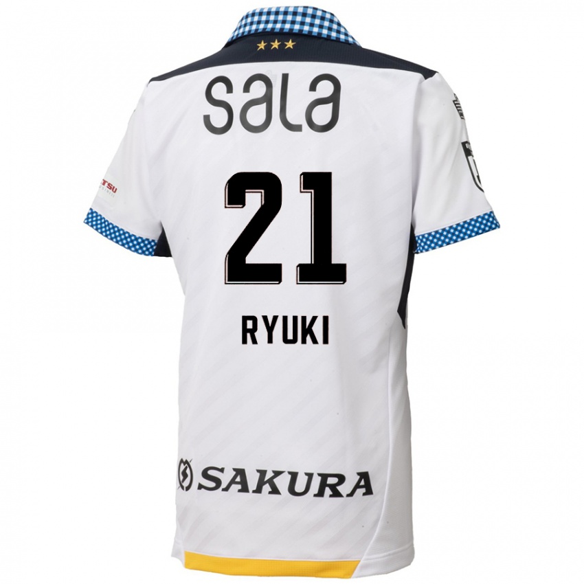 Niño Camiseta Ryuki Miura #21 Blanco Negro 2ª Equipación 2024/25 La Camisa