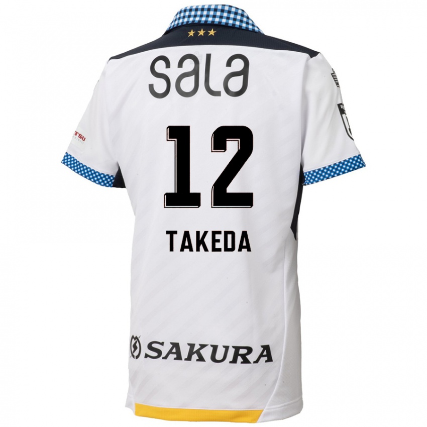 Niño Camiseta Yusei Takeda #12 Blanco Negro 2ª Equipación 2024/25 La Camisa