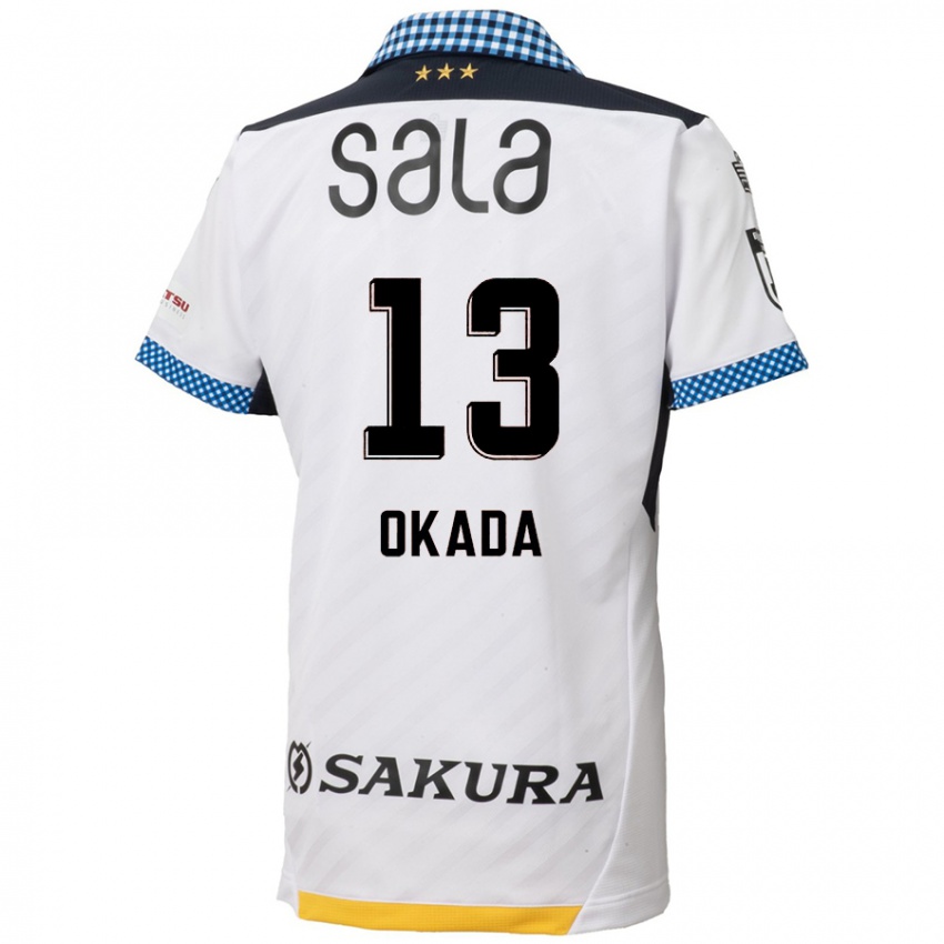 Niño Camiseta Kosei Okada #13 Blanco Negro 2ª Equipación 2024/25 La Camisa