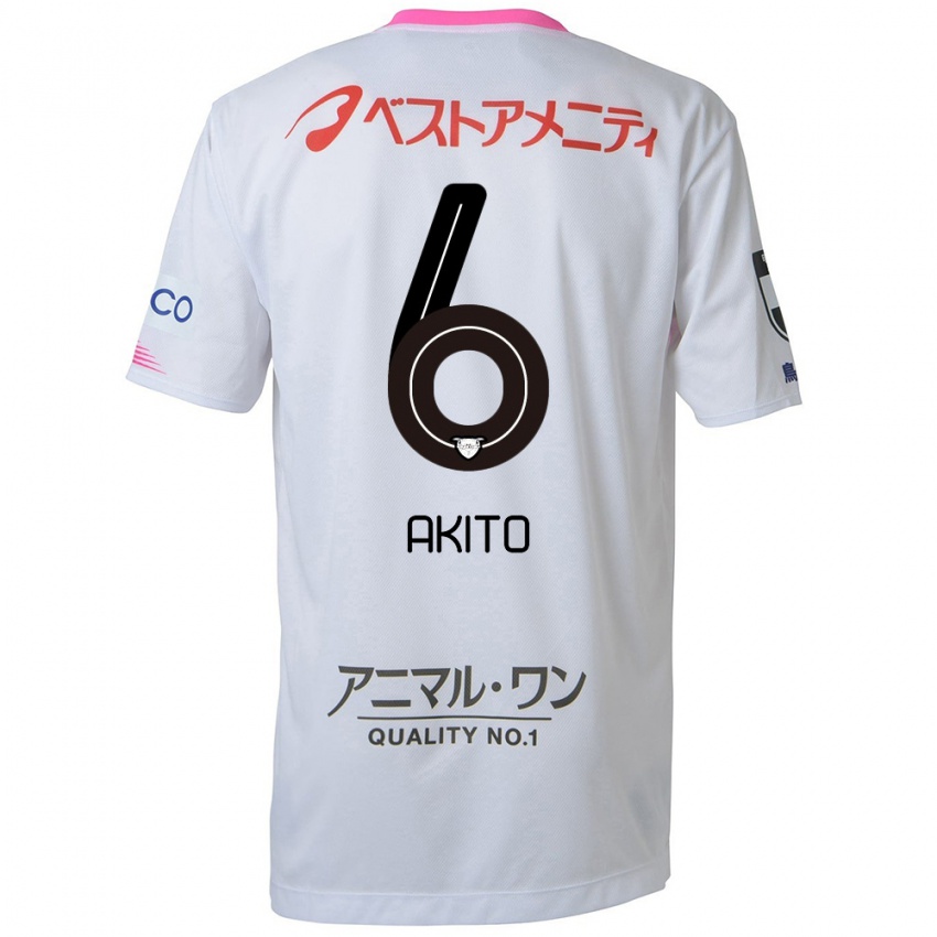 Niño Camiseta Akito Fukuta #6 Blanco Azul Rosa 2ª Equipación 2024/25 La Camisa