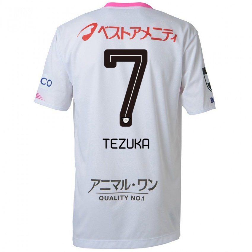 Niño Camiseta Kohei Tezuka #7 Blanco Azul Rosa 2ª Equipación 2024/25 La Camisa