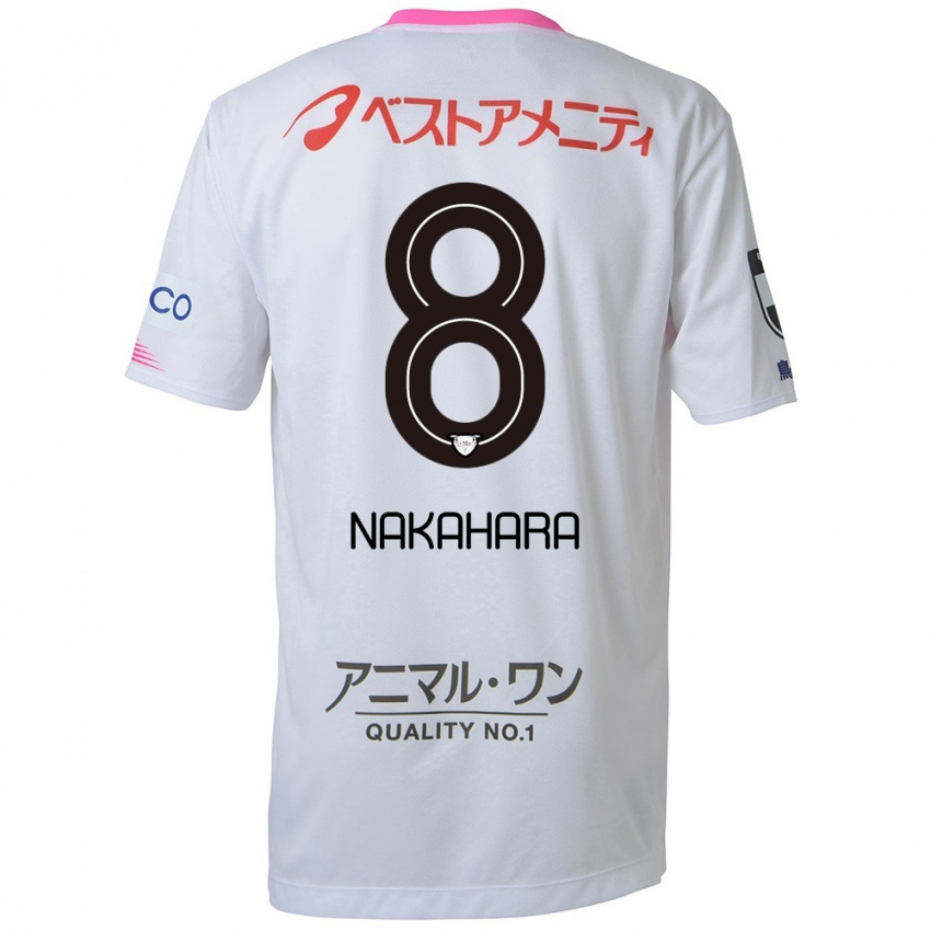 Niño Camiseta Hikaru Nakahara #8 Blanco Azul Rosa 2ª Equipación 2024/25 La Camisa