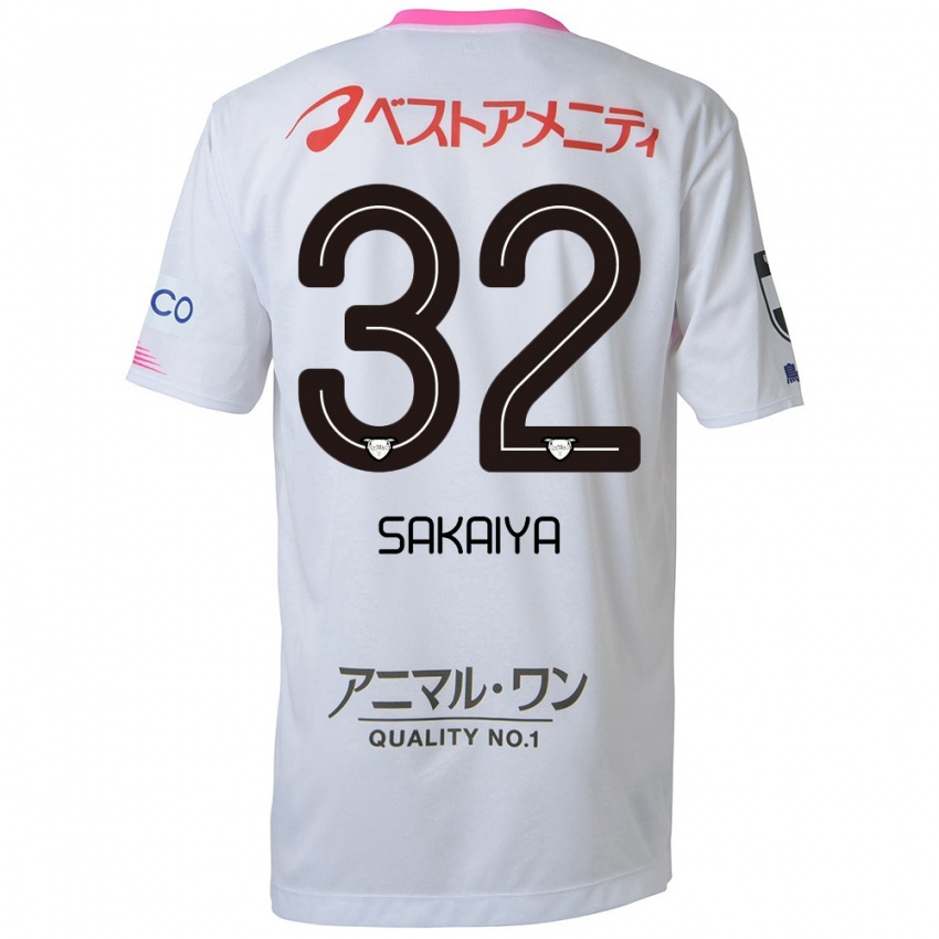 Niño Camiseta Keisuke Sakaiya #32 Blanco Azul Rosa 2ª Equipación 2024/25 La Camisa