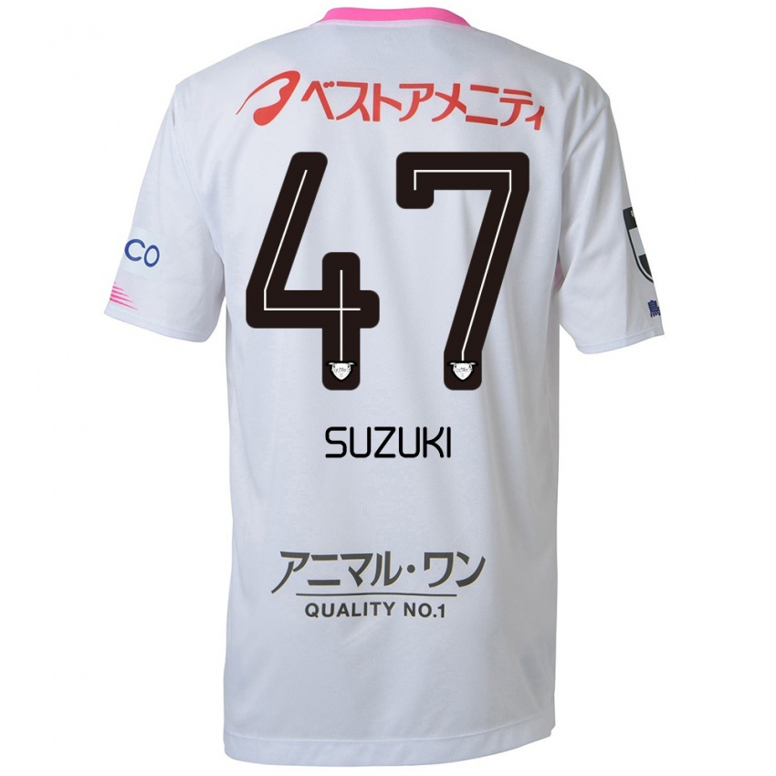 Niño Camiseta Daichi Suzuki #47 Blanco Azul Rosa 2ª Equipación 2024/25 La Camisa