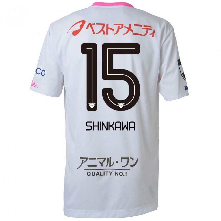 Niño Camiseta Shion Shinkawa #15 Blanco Azul Rosa 2ª Equipación 2024/25 La Camisa