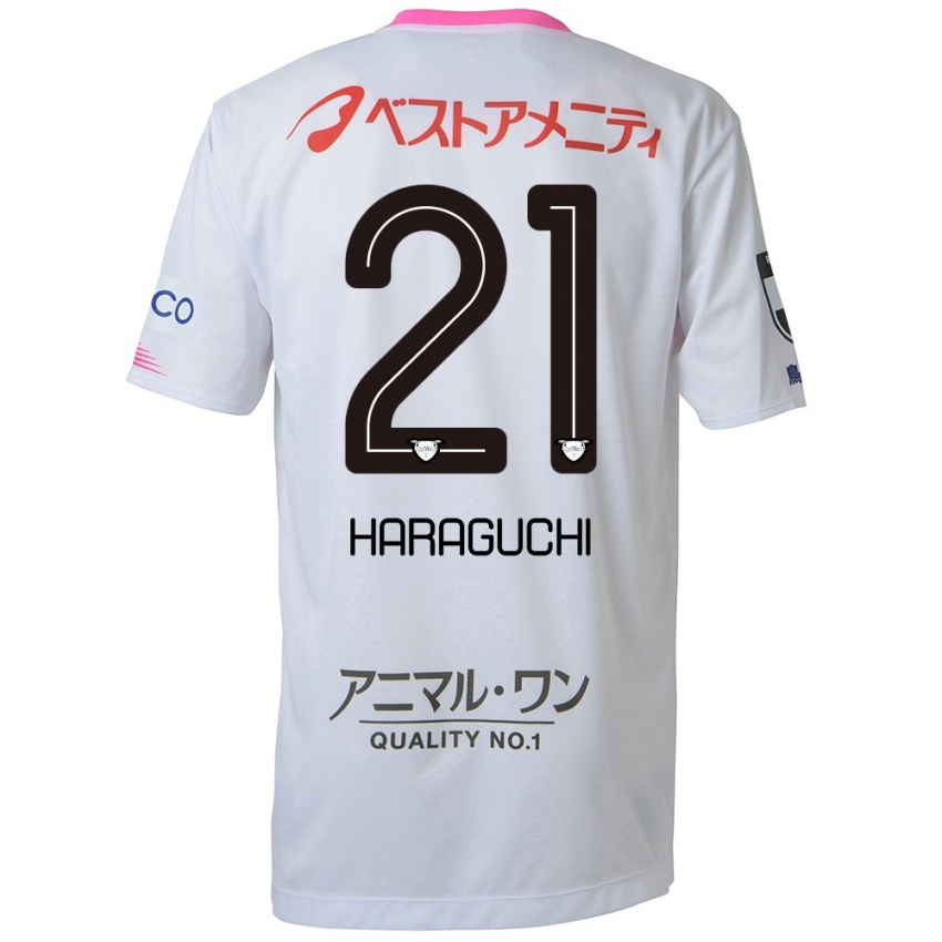 Niño Camiseta Konosuke Haraguchi #21 Blanco Azul Rosa 2ª Equipación 2024/25 La Camisa