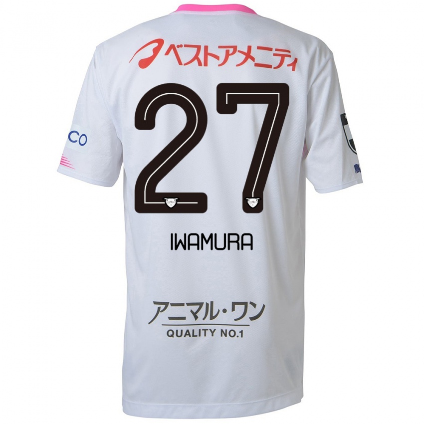 Niño Camiseta Junnosuke Iwamura #27 Blanco Azul Rosa 2ª Equipación 2024/25 La Camisa