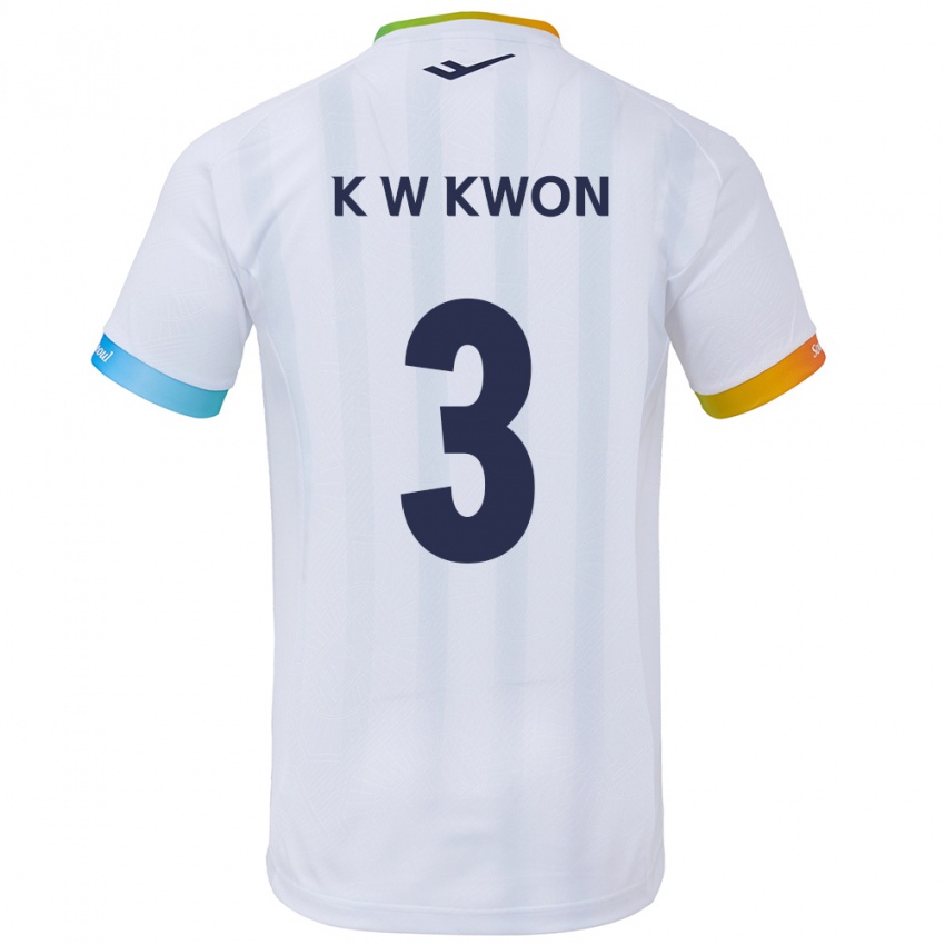 Niño Camiseta Wan-Kyu Kwon #3 Blanco Azul 2ª Equipación 2024/25 La Camisa