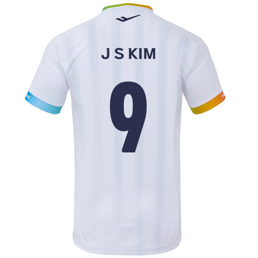 Niño Camiseta Shin-Jin Kim #9 Blanco Azul 2ª Equipación 2024/25 La Camisa