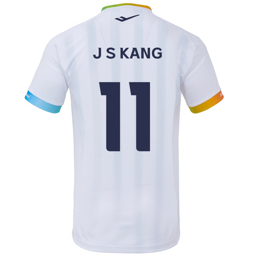 Niño Camiseta Seong-Jin Kang #11 Blanco Azul 2ª Equipación 2024/25 La Camisa