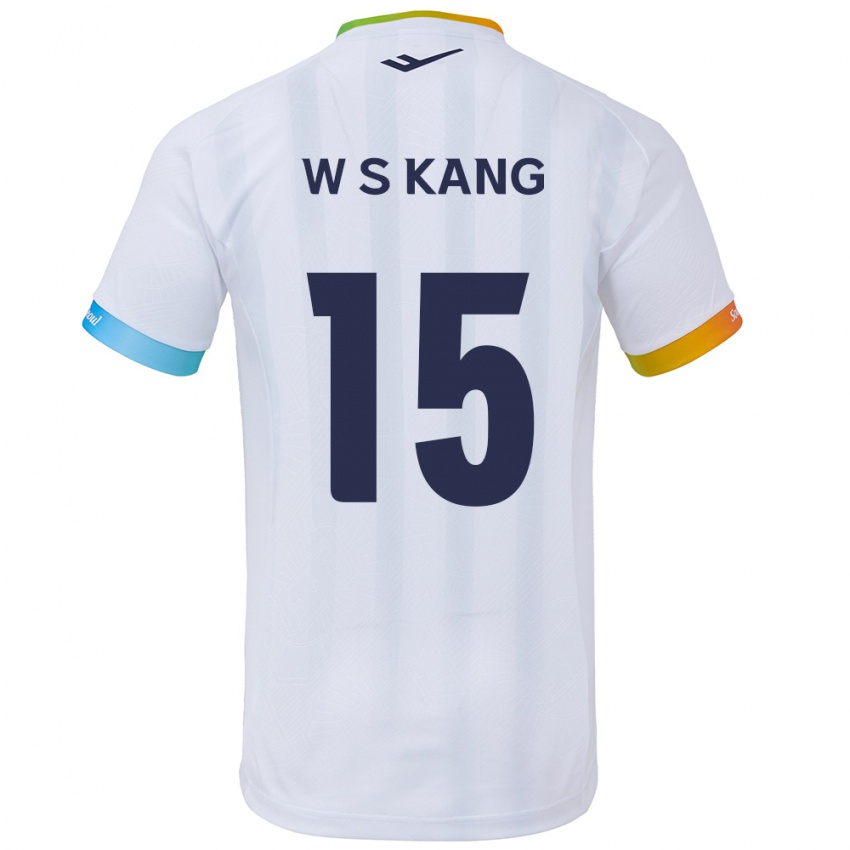 Niño Camiseta Sang-Woo Kang #15 Blanco Azul 2ª Equipación 2024/25 La Camisa