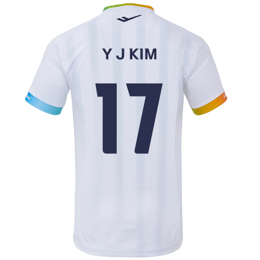 Niño Camiseta Jin-Ya Kim #17 Blanco Azul 2ª Equipación 2024/25 La Camisa