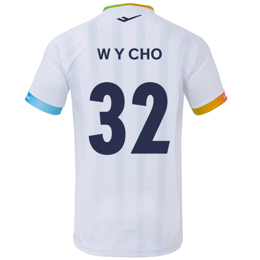 Niño Camiseta Young-Wook Cho #32 Blanco Azul 2ª Equipación 2024/25 La Camisa