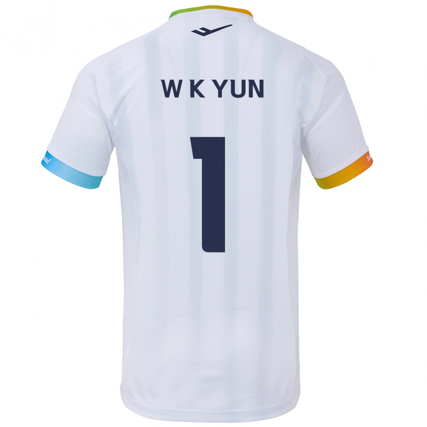 Niño Camiseta Ki-Wook Yun #1 Blanco Azul 2ª Equipación 2024/25 La Camisa