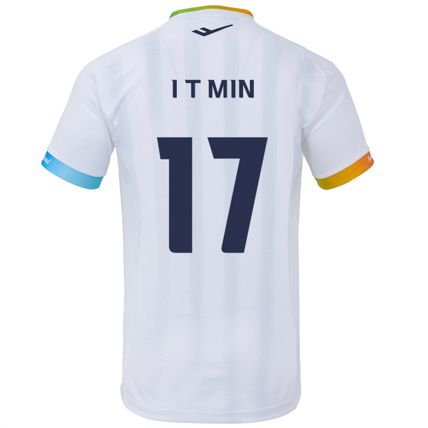 Niño Camiseta Tae-In Min #17 Blanco Azul 2ª Equipación 2024/25 La Camisa