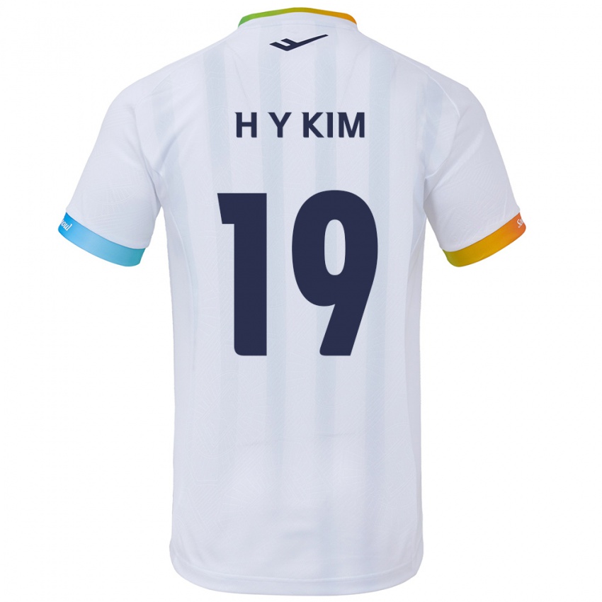 Niño Camiseta Yong-Hyuk Kim #19 Blanco Azul 2ª Equipación 2024/25 La Camisa