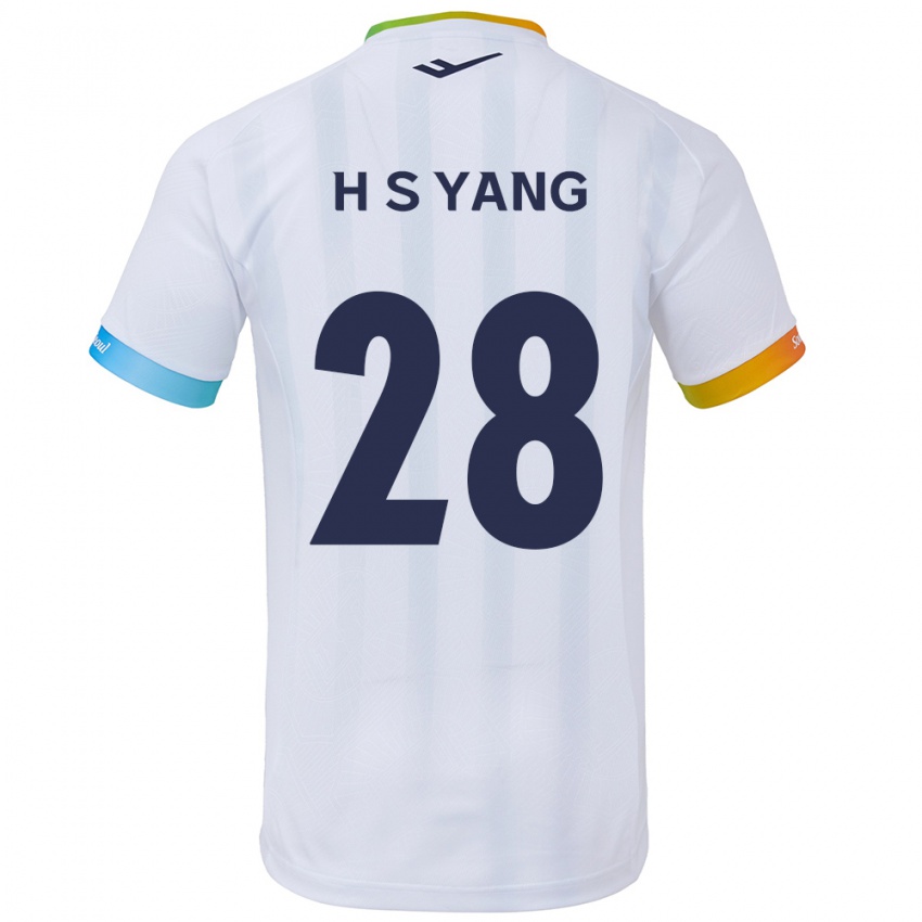 Niño Camiseta Seung-Hyeon Yang #28 Blanco Azul 2ª Equipación 2024/25 La Camisa