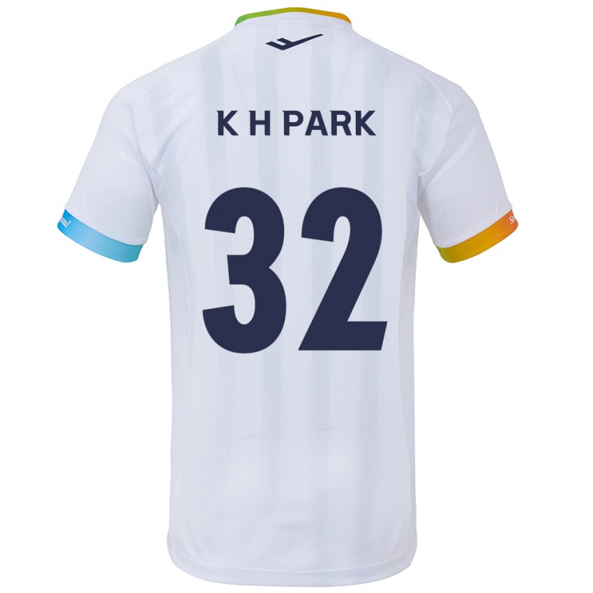 Niño Camiseta Han-Kyul Park #32 Blanco Azul 2ª Equipación 2024/25 La Camisa