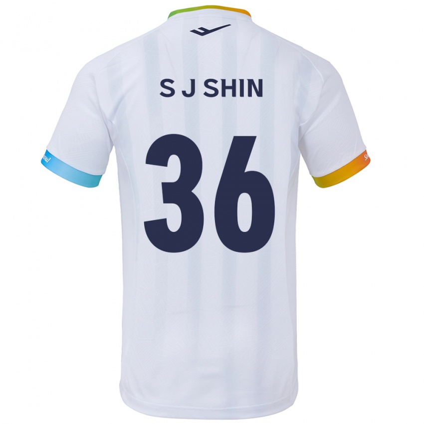 Niño Camiseta Ji-Seop Shin #36 Blanco Azul 2ª Equipación 2024/25 La Camisa