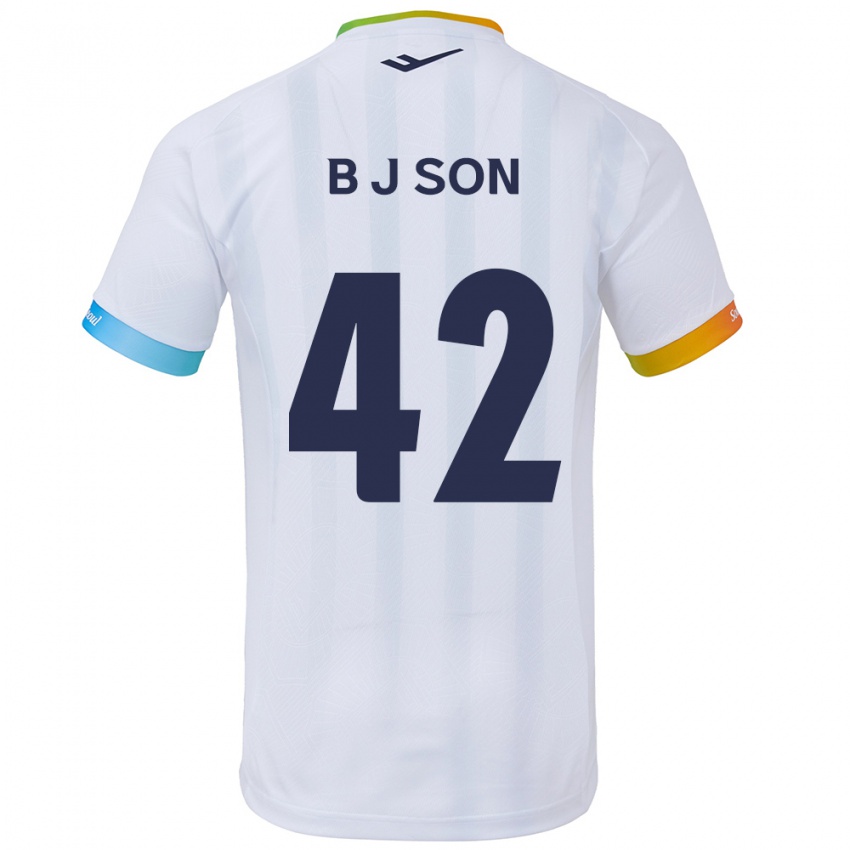 Niño Camiseta Jeong-Beom Son #42 Blanco Azul 2ª Equipación 2024/25 La Camisa