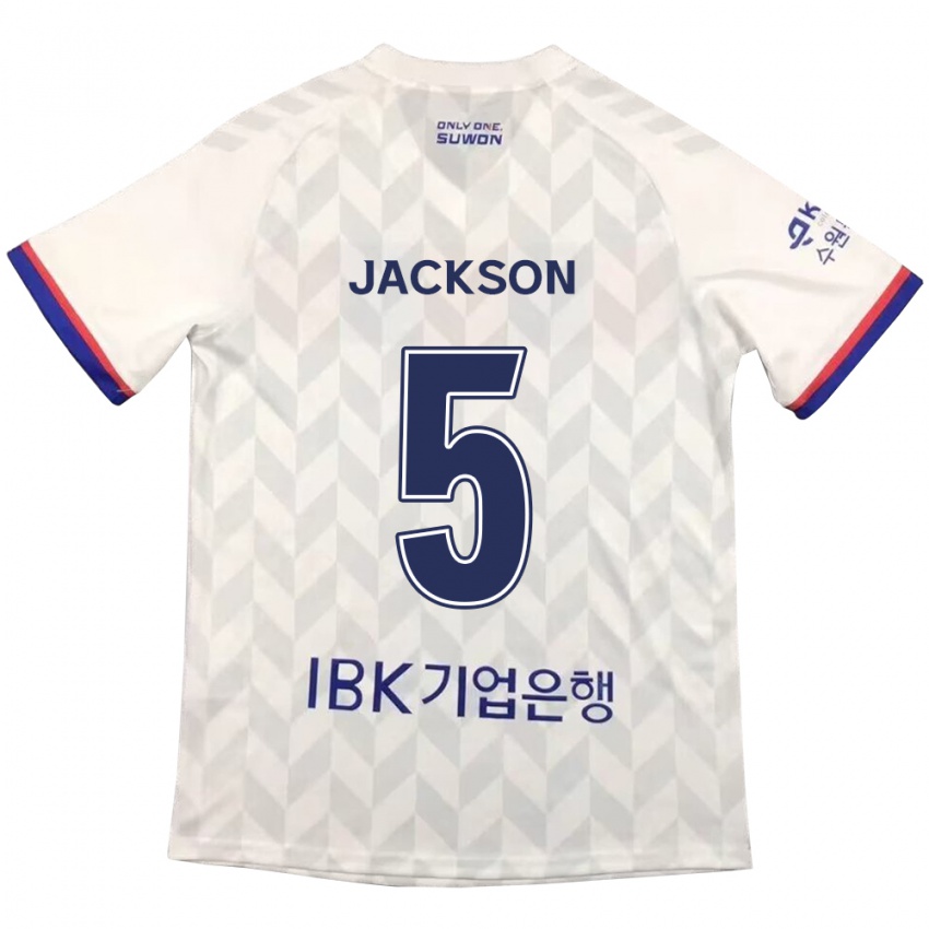 Niño Camiseta Lachlan Jackson #5 Blanco Azul 2ª Equipación 2024/25 La Camisa