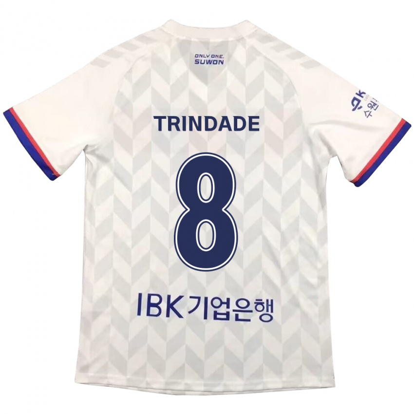 Niño Camiseta Matheus Trindade #8 Blanco Azul 2ª Equipación 2024/25 La Camisa